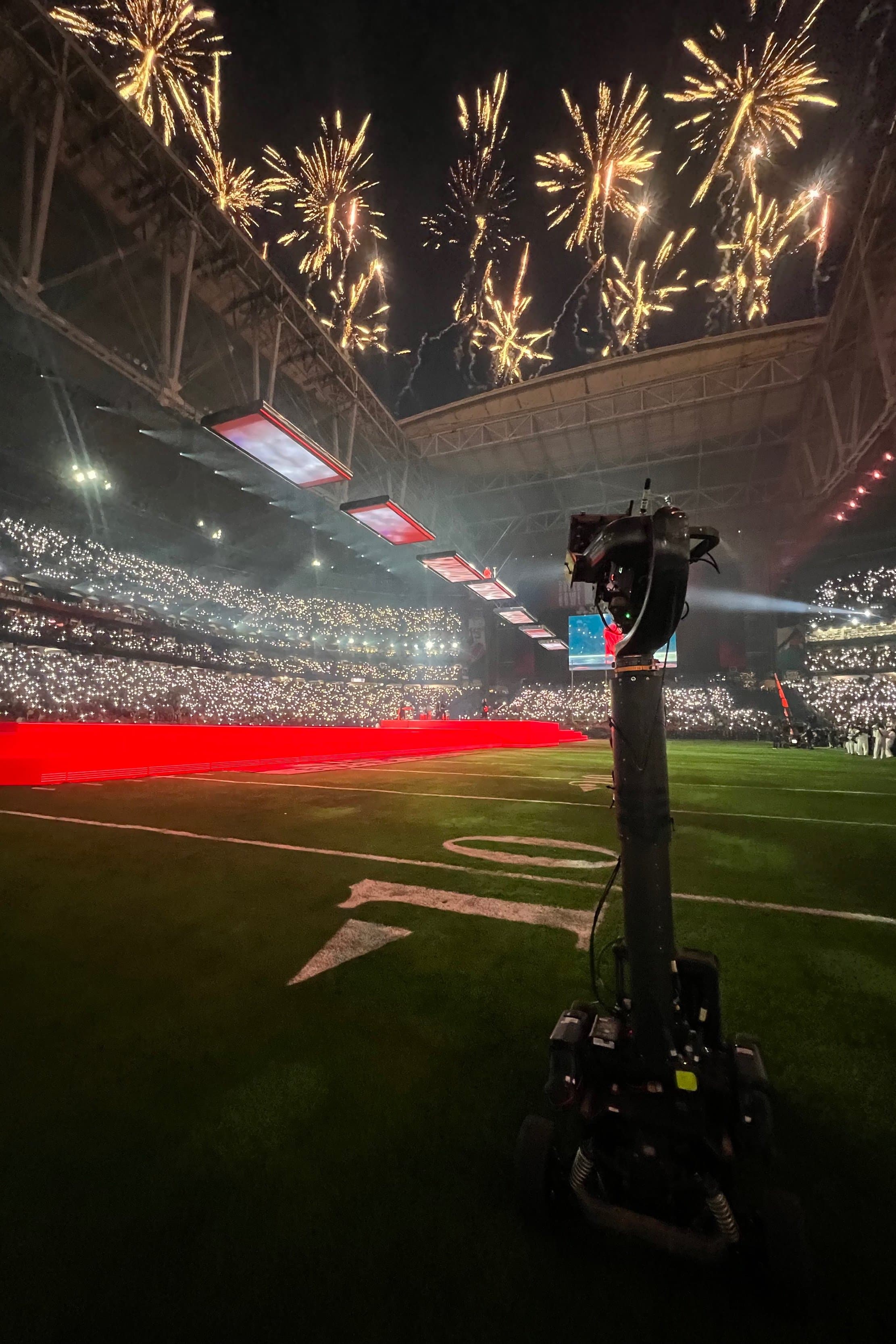 JitaCam camera on the field during the Super Bowl halftime show